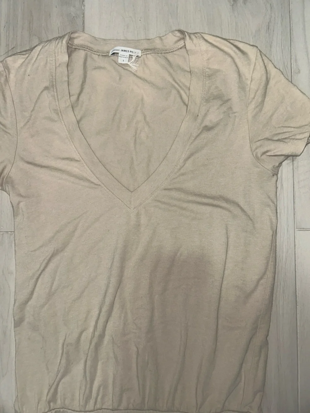 James Perse V Neck Blouson T-Shirts Short Sleeve Dress Oatmeal Size 1 Small - Picture 3 of 9